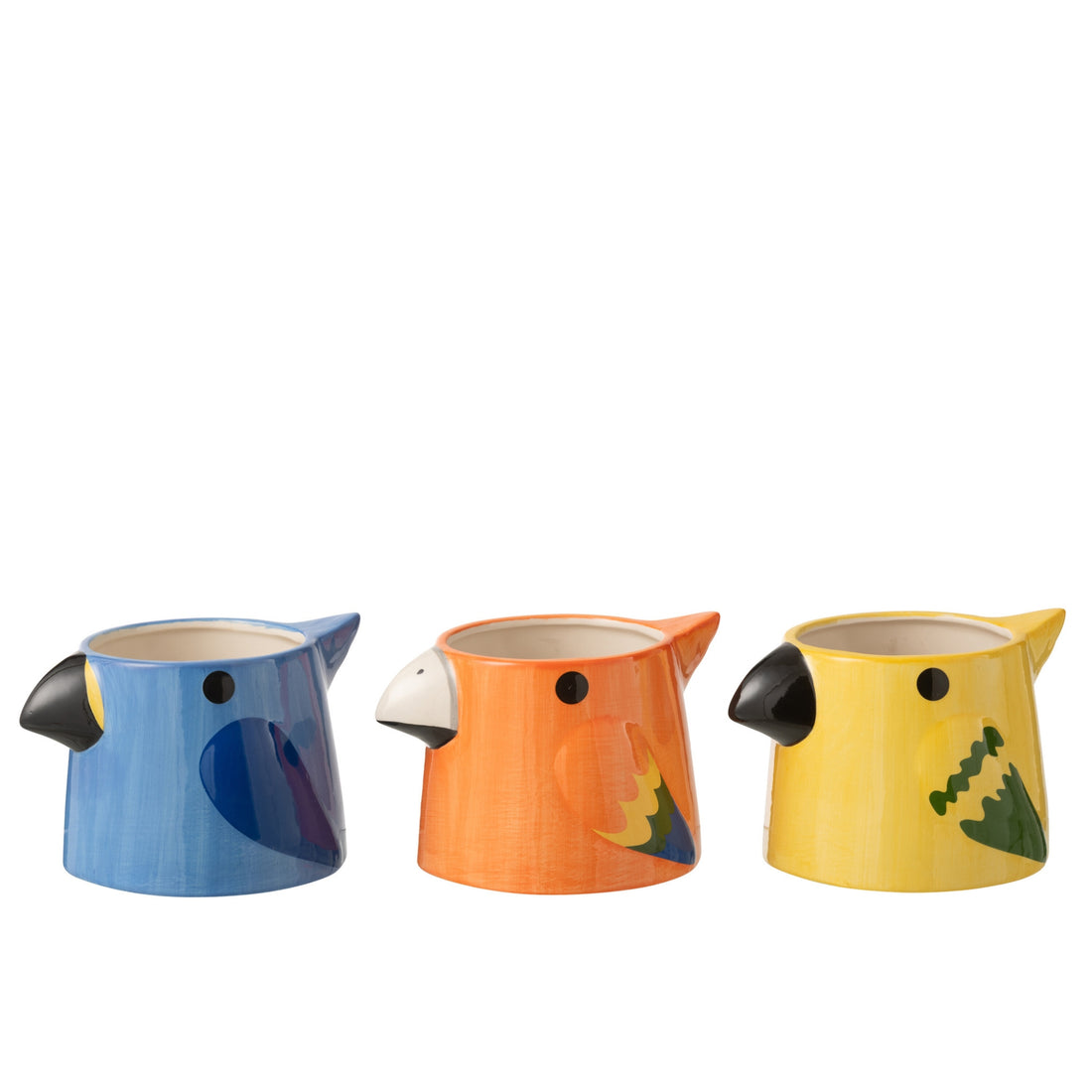 Bloempot Vogel Keramiek Meerkleurig Assortiment Van 3 J-Line