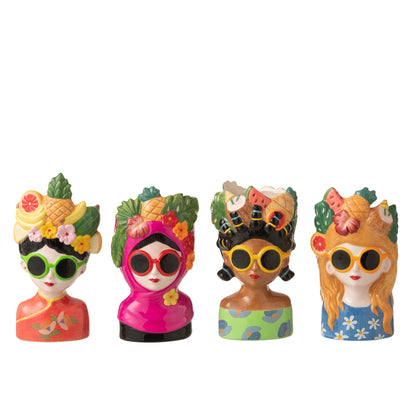 Bloempot Dame Fruit Keramiek Multi Assortiment Van 4 J-Line