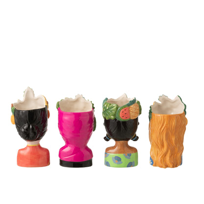 Bloempot Dame Fruit Keramiek Multi Assortiment Van 4 J-Line