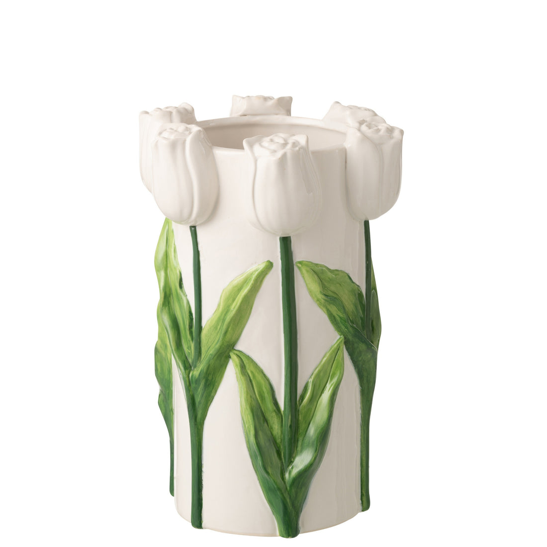 Vaas Tulp Keramiek Wit/Groen Large J-Line