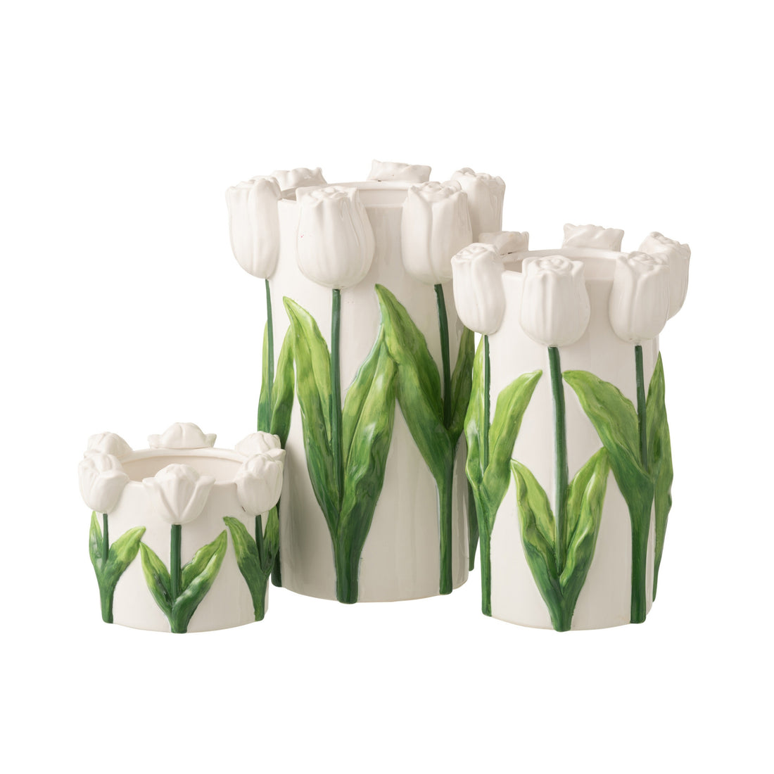 Bloempot Tulp Keramiek Wit/Groen Small J-Line