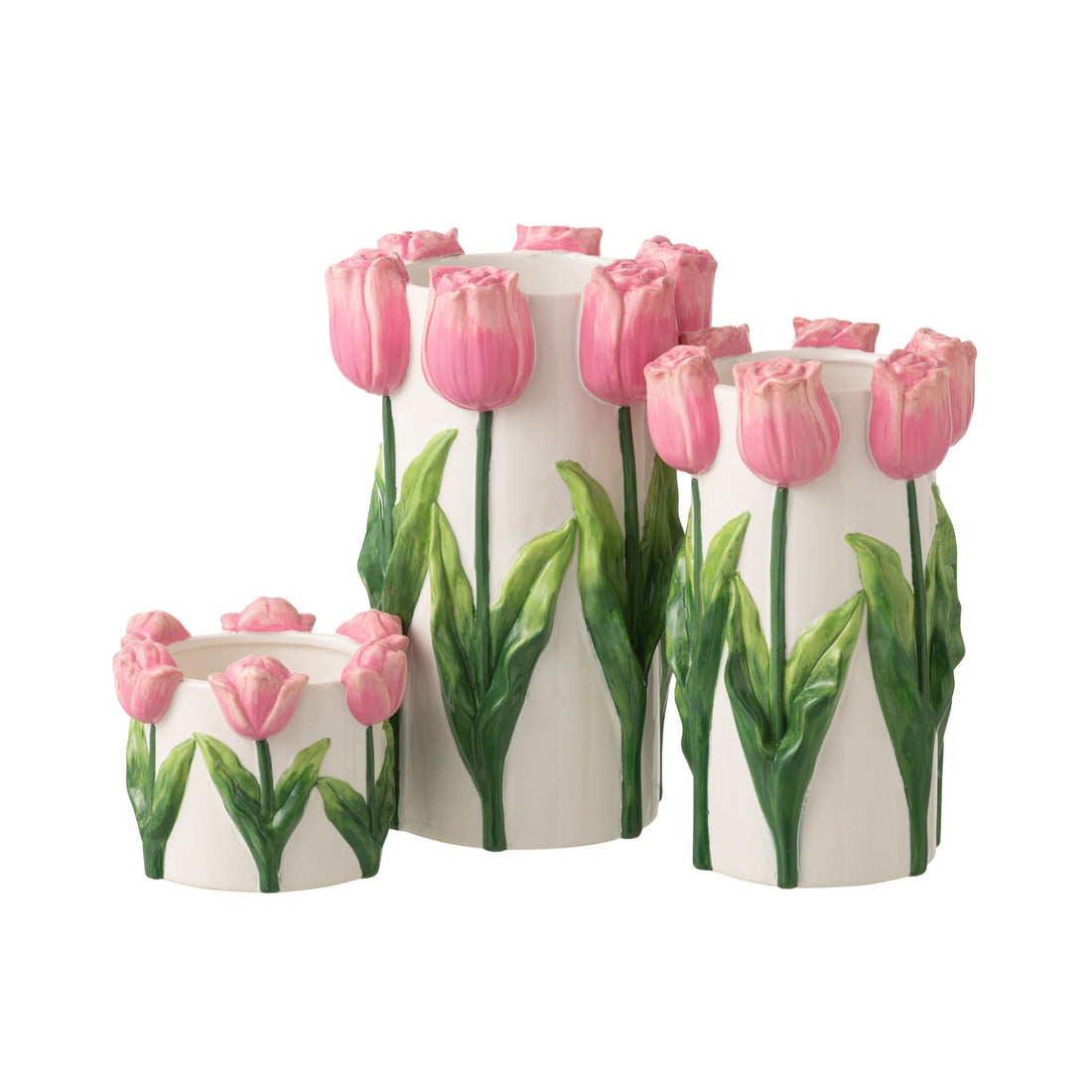 Vaas Tulp Keramiek Wit/Lichtroze Large J-Line