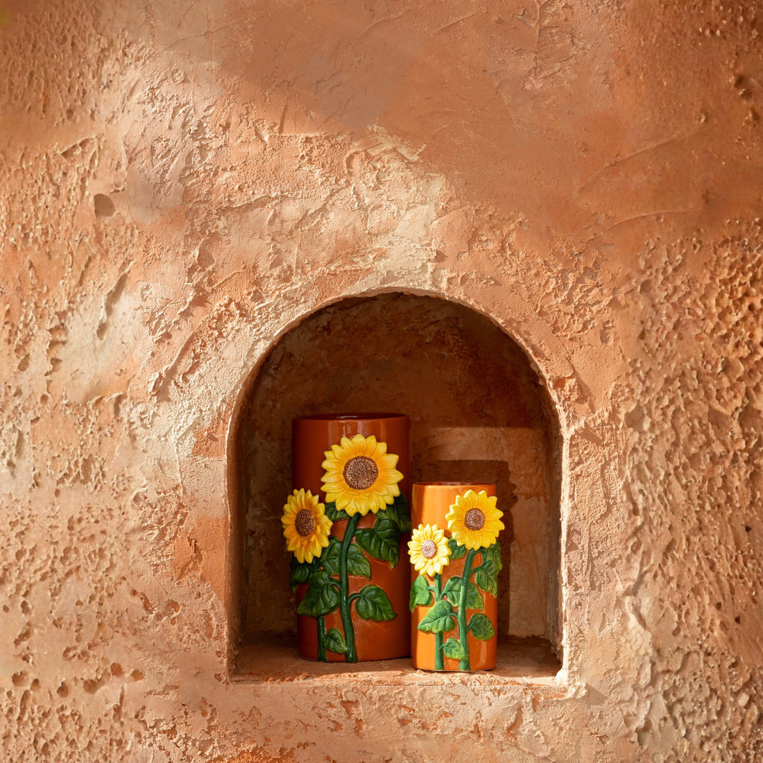 Vaas Zonnebloem Keramiek Geel/Bruin Large J-Line