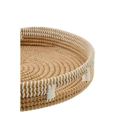 Set Van 2 Decoratief Plateau Riet Naturel/Wit J-Line