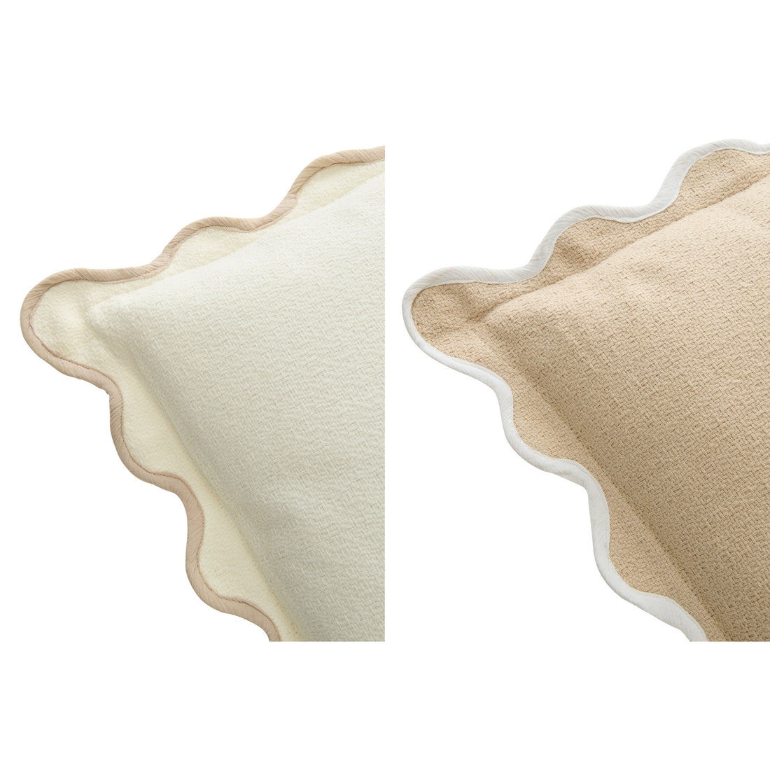 Kussen Geschulpt Katoen Wit/Beige Assortiment Van 2 J-Line