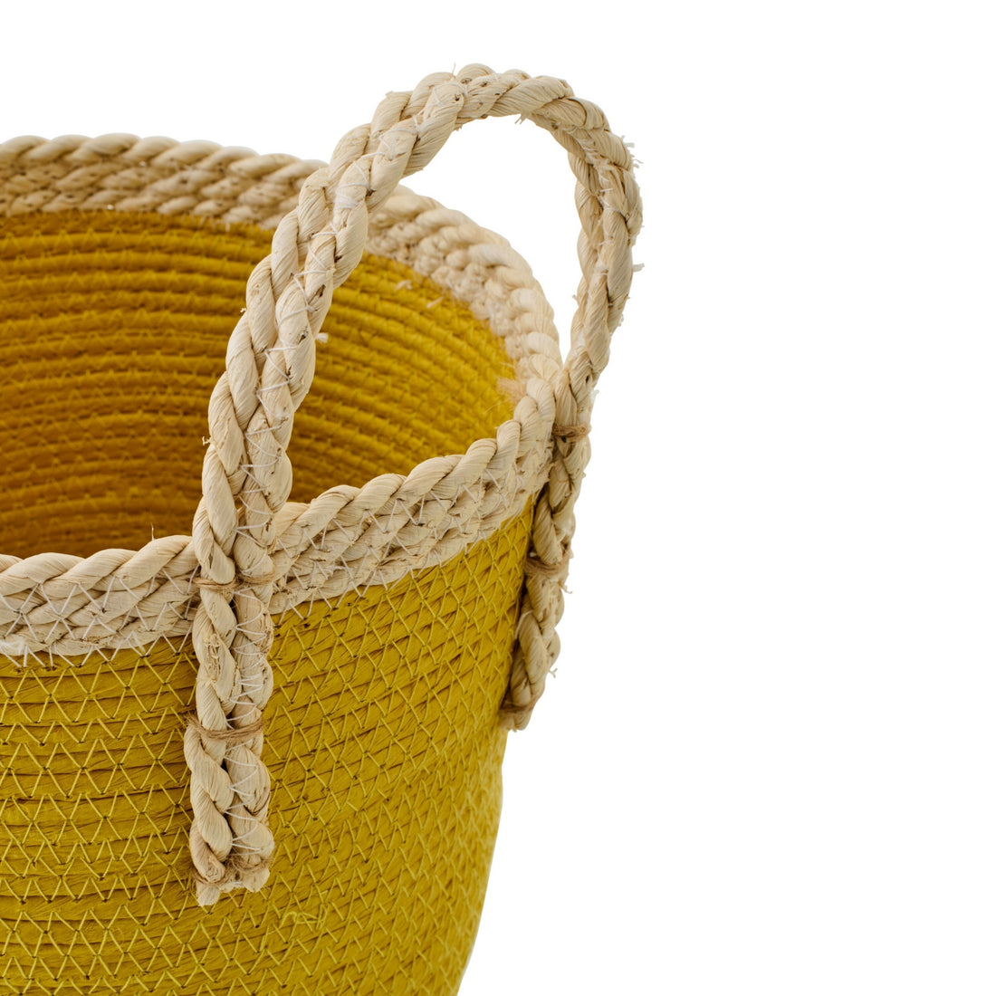 Set Van 3 Mand Met Handvatten Papier Mosterdgeel/Naturel J-Line