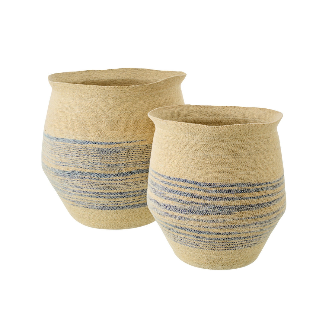 Set Van 2 Mand Gestreept Zeegras Naturel/Blauw J-Line