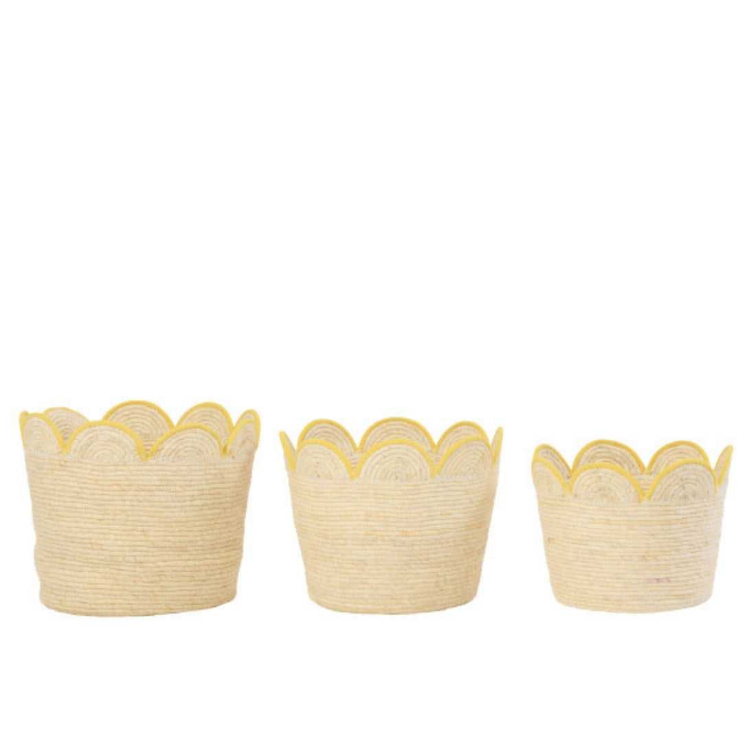 Set Van 3 Mand Bloem Maïskaf Naturel/Geel J-Line