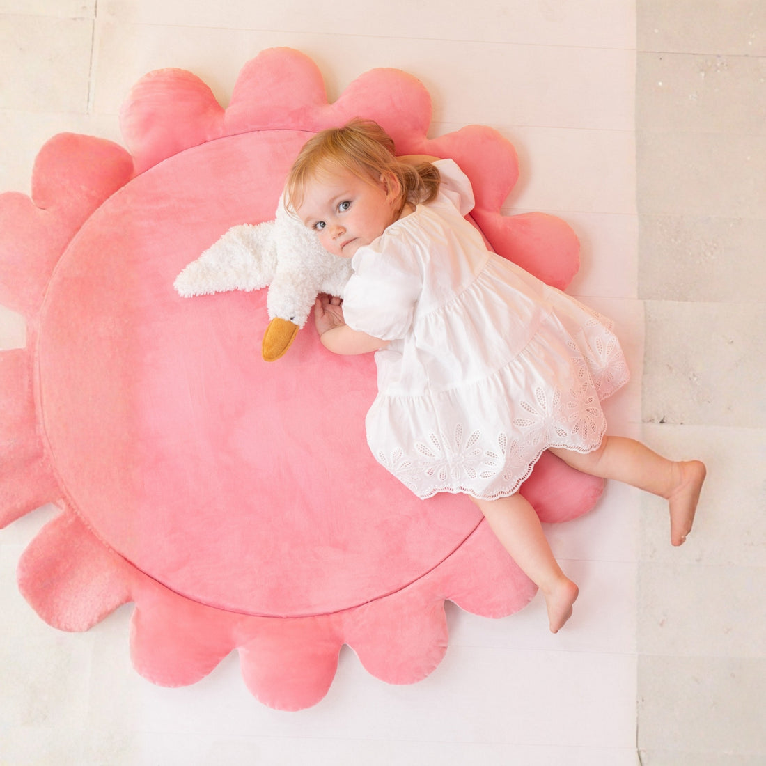 Speelmat Bloem Polyester Donkerroze/Lichtroze J-Line