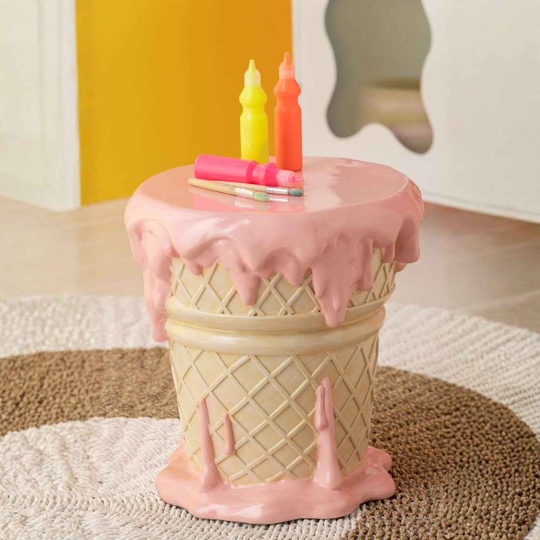 Bijzettafel Ijsje Polyresin Lichtroze/Beige J-Line
