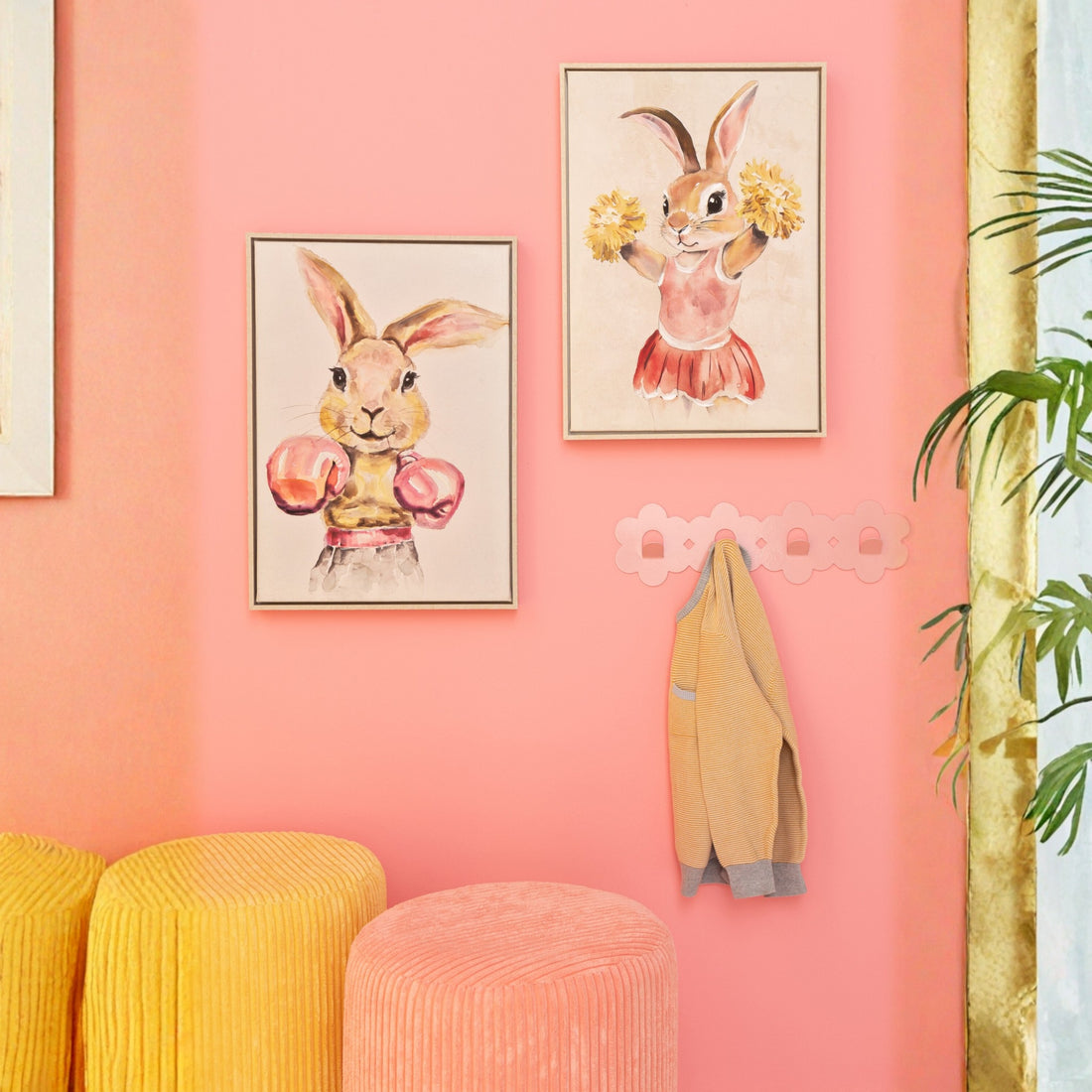 Kapstok Bloem Ijzer Lichtroze J-Line