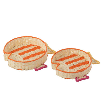 Decoratief Plateau Vis Gestreept Papier Multi Set van 2 J-Line