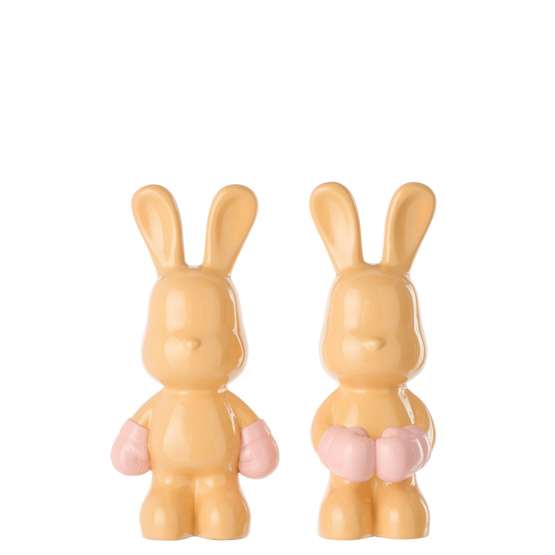 Konijn June Boksend Polyresin Abrikoos/Lichtroze Assortiment Van 2 J-Line