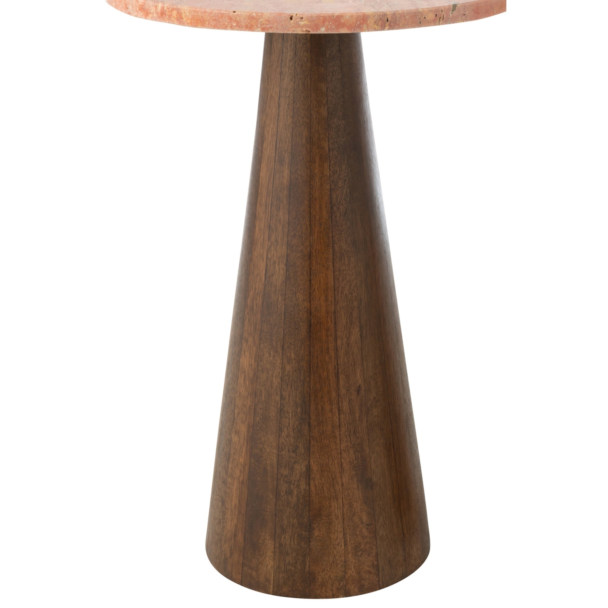 Bijzettafel Rond Marmer - Hout - Terracotta/bruin - Set van 2 J-Line