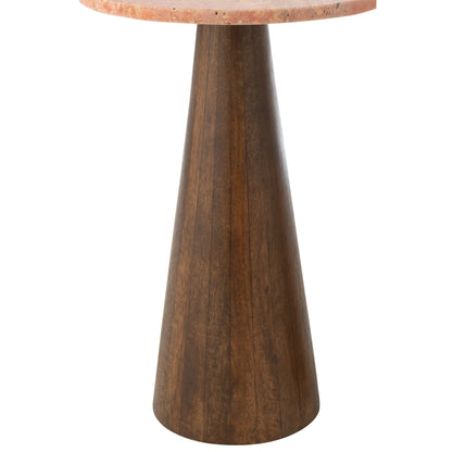 Bijzettafel Rond Marmer - Hout - Terracotta/bruin - Set van 2 J-Line