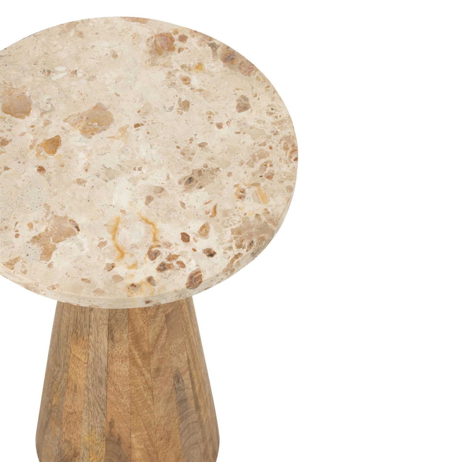 Bijzettafel Rond Marmer - Hout - Beige/Bruin - Set van 2 J-Line