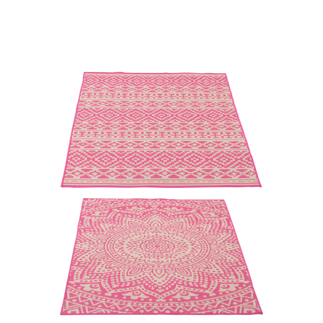 Vloerkleed Buiten Mozaïek Polypropyleen Roze/Wit Assortiment Van 2 J-Line