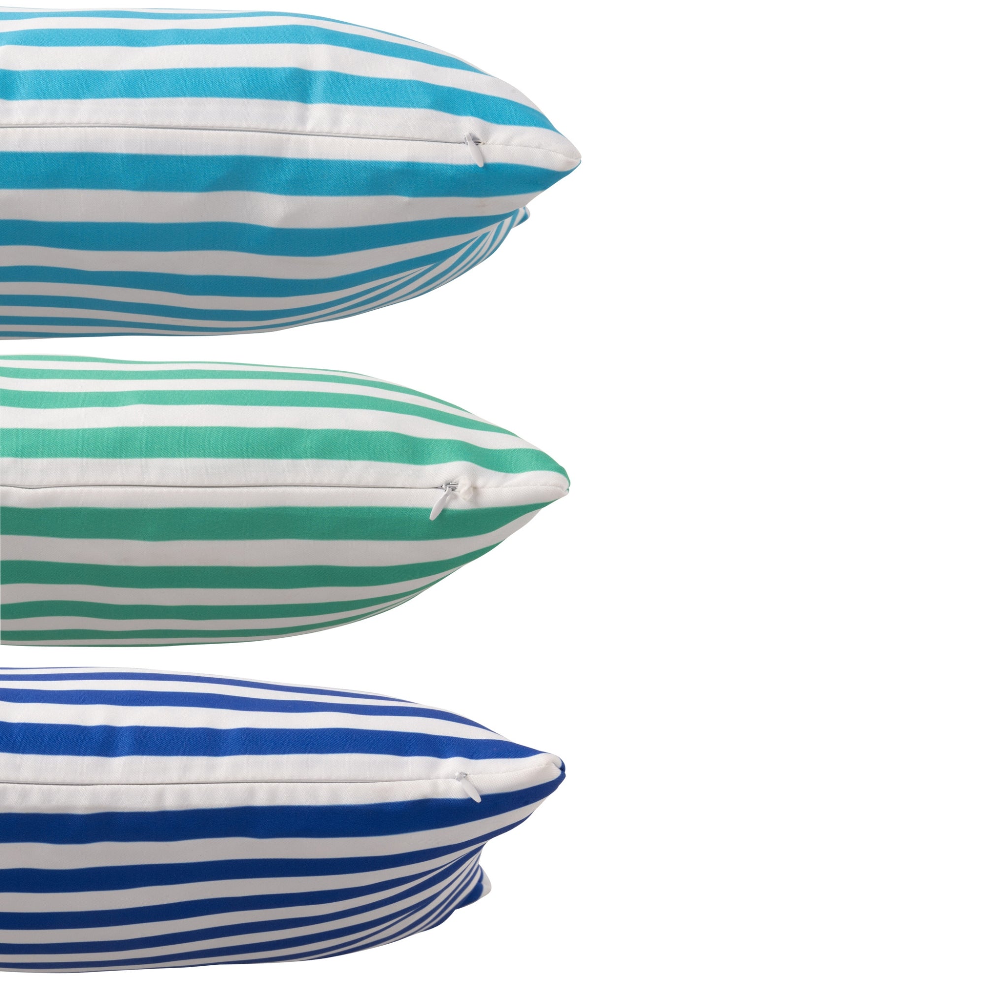 Kussen Buiten Rechthoek Gestreept Polyester Blauw/Groen Assortiment Van 3 J-Line