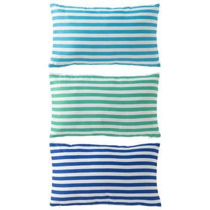 Kussen Buiten Rechthoek Gestreept Polyester Blauw/Groen Assortiment Van 3 J-Line
