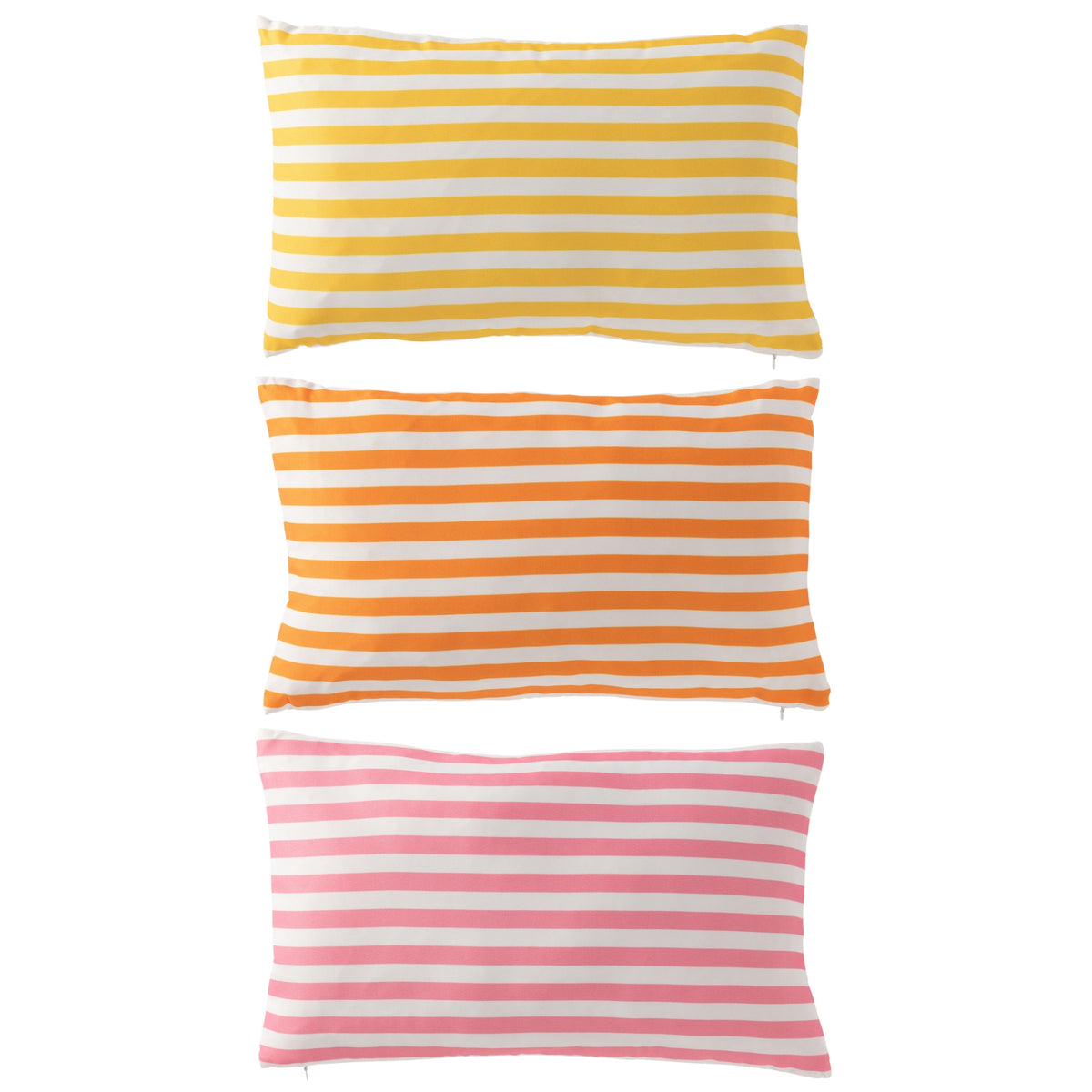 Kussen Buiten Rechthoek Gestreept Polyester Multi Assortiment Van 3 J-Line