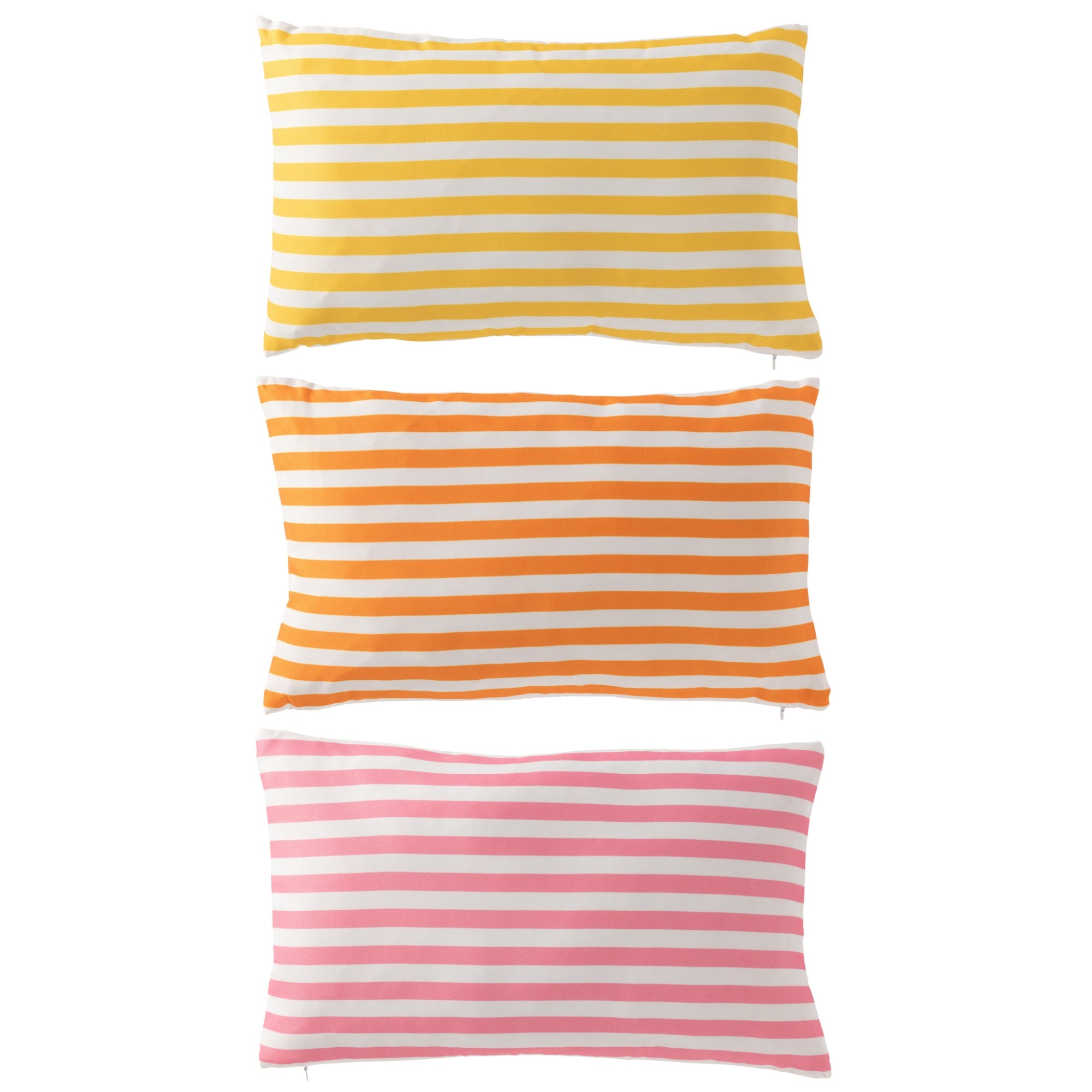 Kussen Buiten Rechthoek Gestreept Polyester Multi Assortiment Van 3 J-Line
