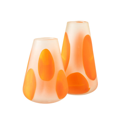Windlicht Stippen Glas Donkeroranje/Transparant Large J-Line