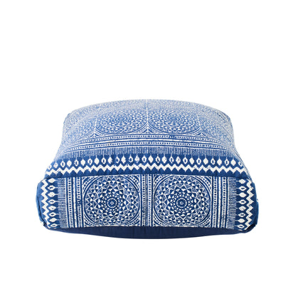 Poef Mozaïek Katoen Blauw/Wit J-Line