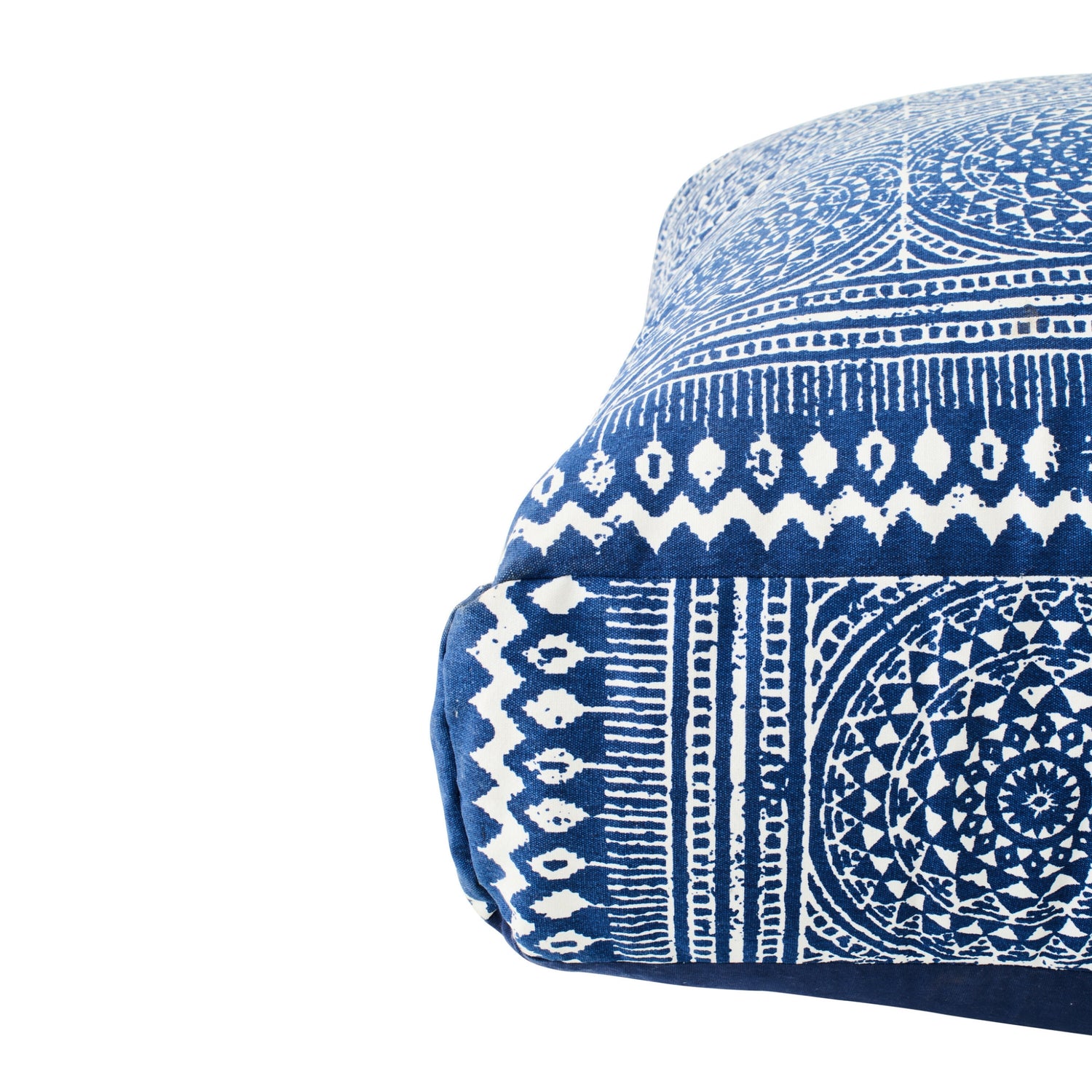 Poef Mozaïek Katoen Blauw/Wit J-Line