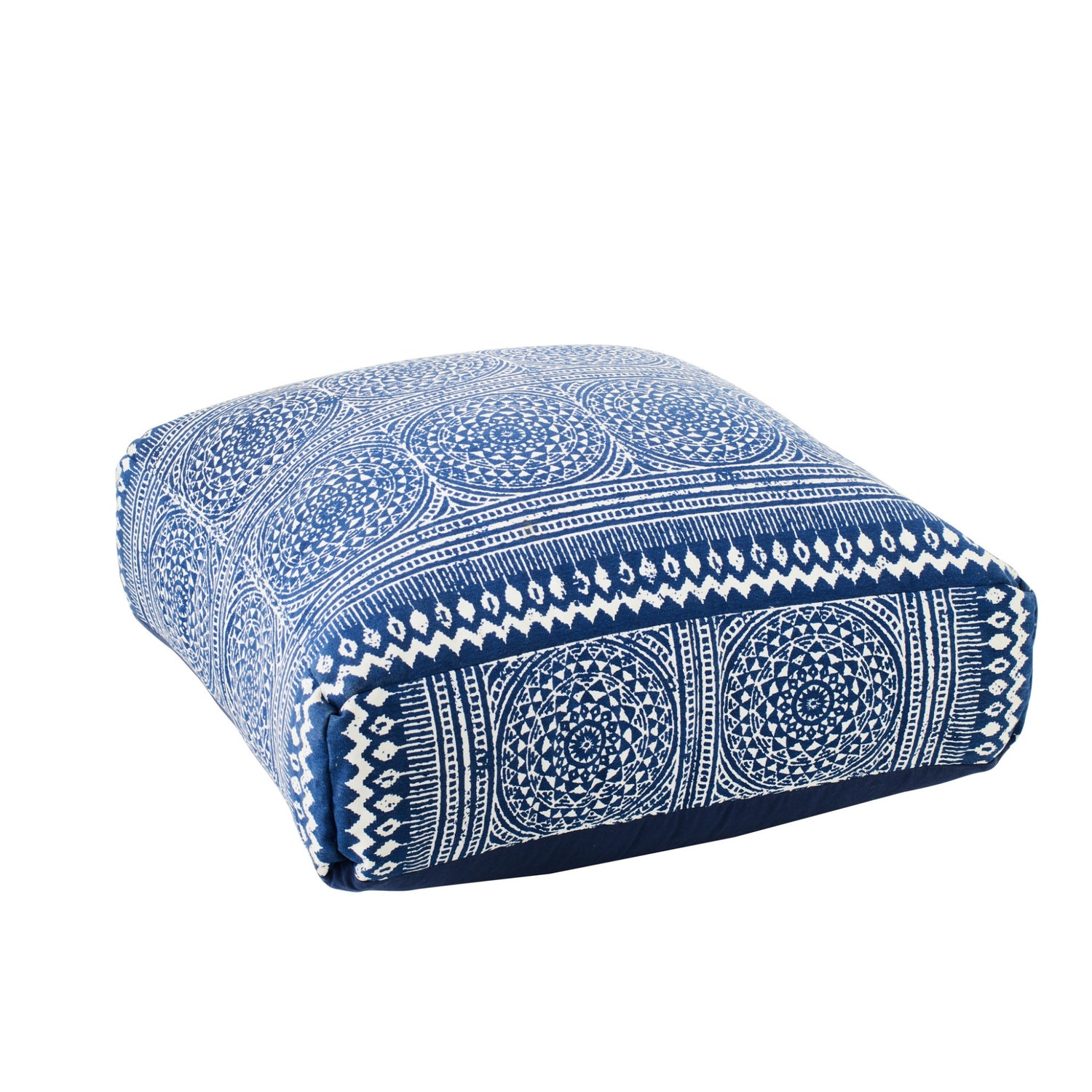 Poef Mozaïek Katoen Blauw/Wit J-Line