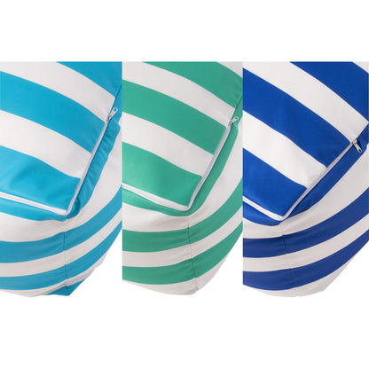 Set Van 3 Poef Gestreept Polyester Blauw/Groen J-Line