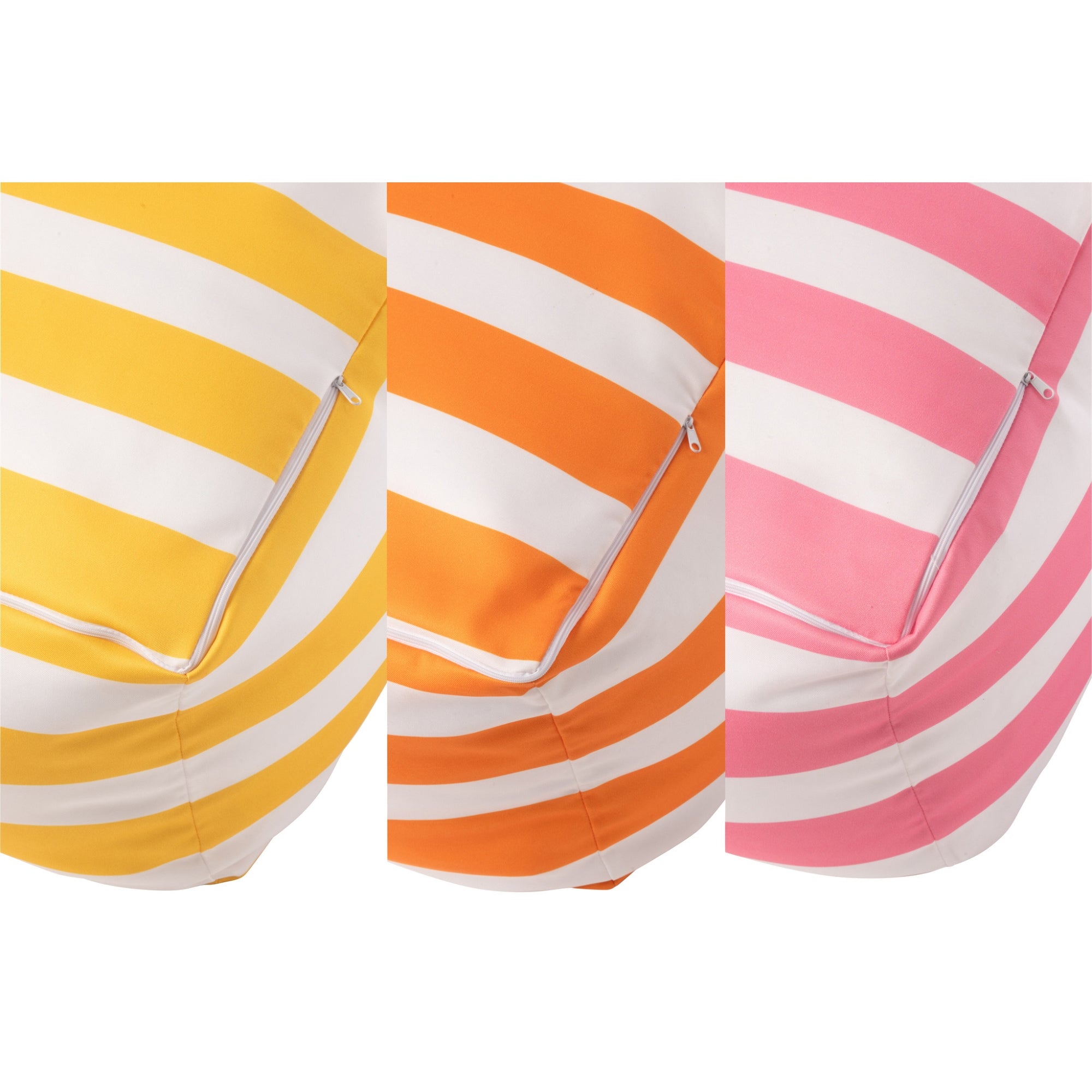 Set Van 3 Poef Gestreept Polyester Meerkleurig J-Line