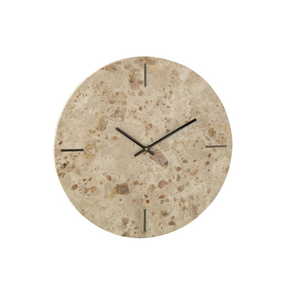 Wandklok Rond Marmer Beige/Zwart J-Line