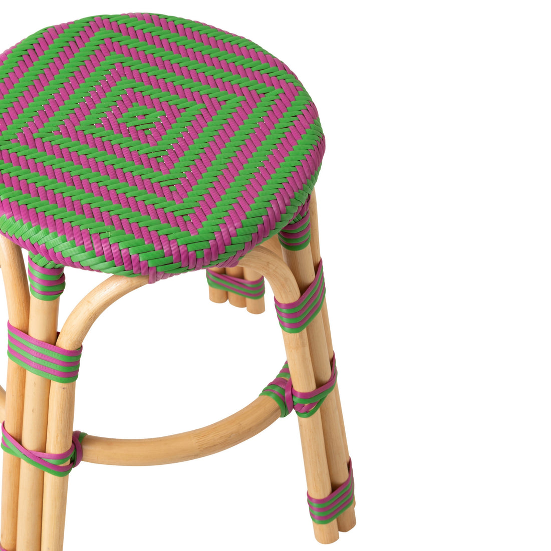 Outdoor Kruk Geo Rond Rotan Roze/Groen J-Line