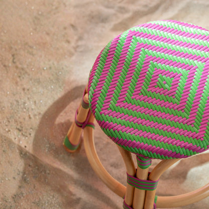Outdoor Kruk Geo Rond Rotan Roze/Groen J-Line