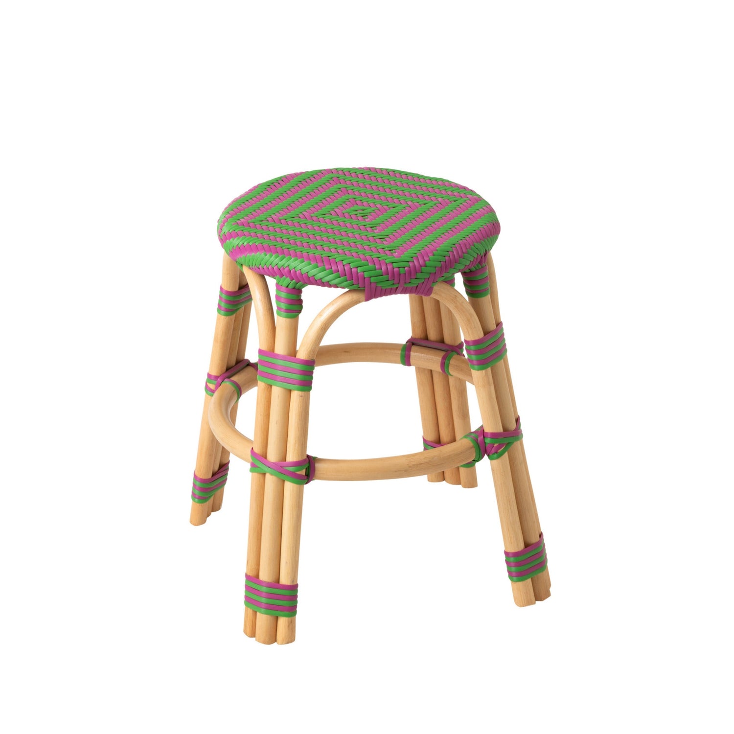 Outdoor Kruk Geo Rond Rotan Roze/Groen J-Line