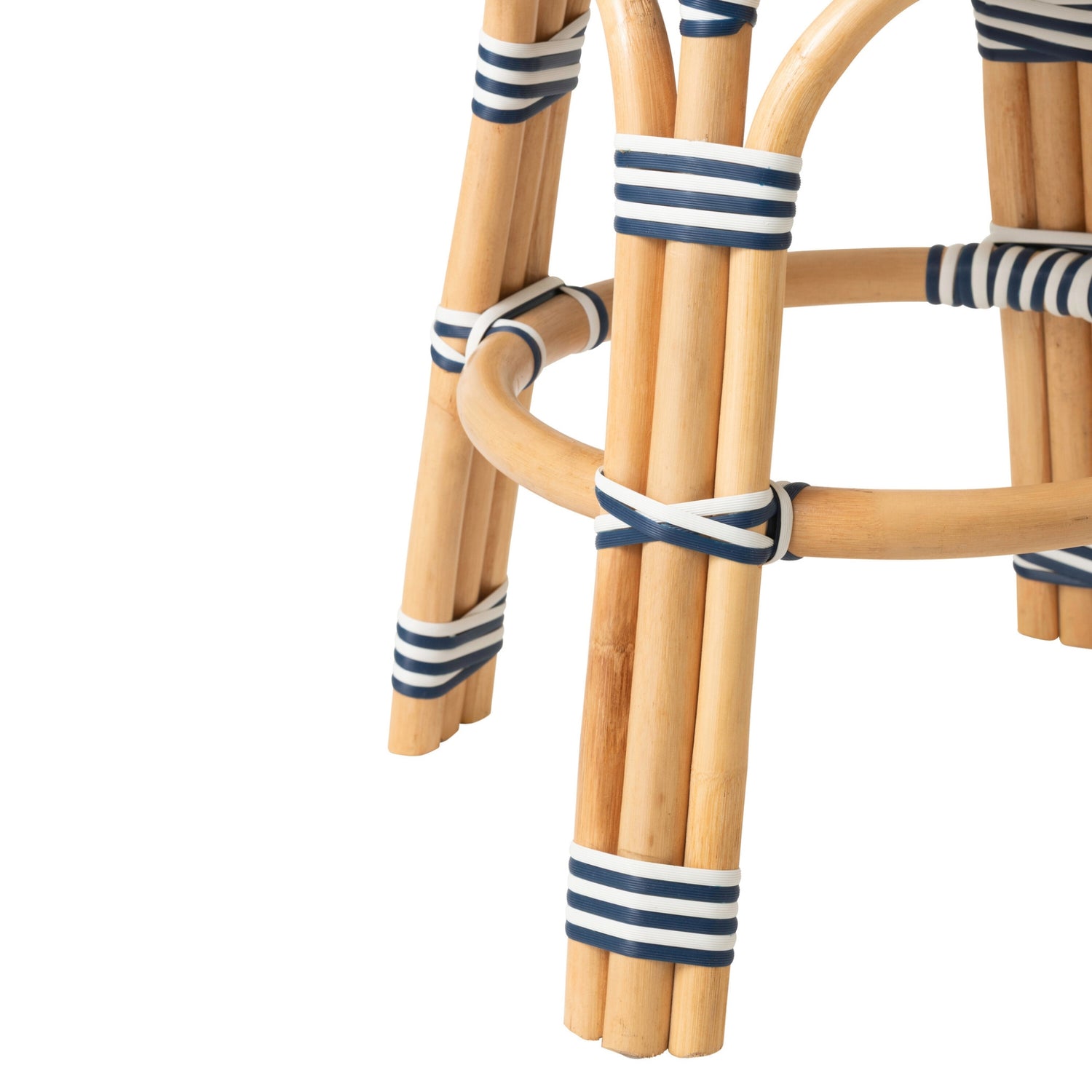 Outdoor Kruk Geo Rond Rotan Blauw/Wit J-Line