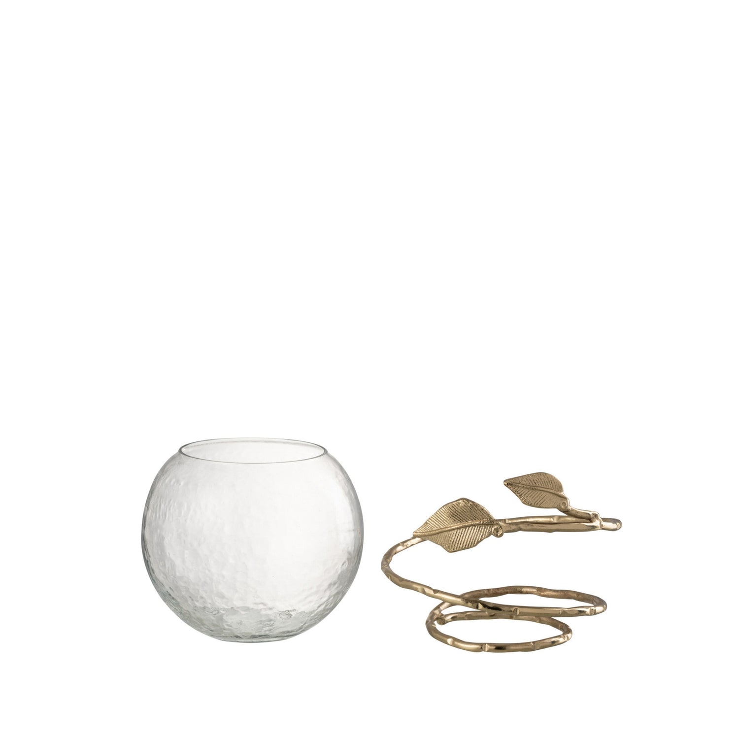 Vaas Blad Schaal Glas/Ijzer Transparant/Goud