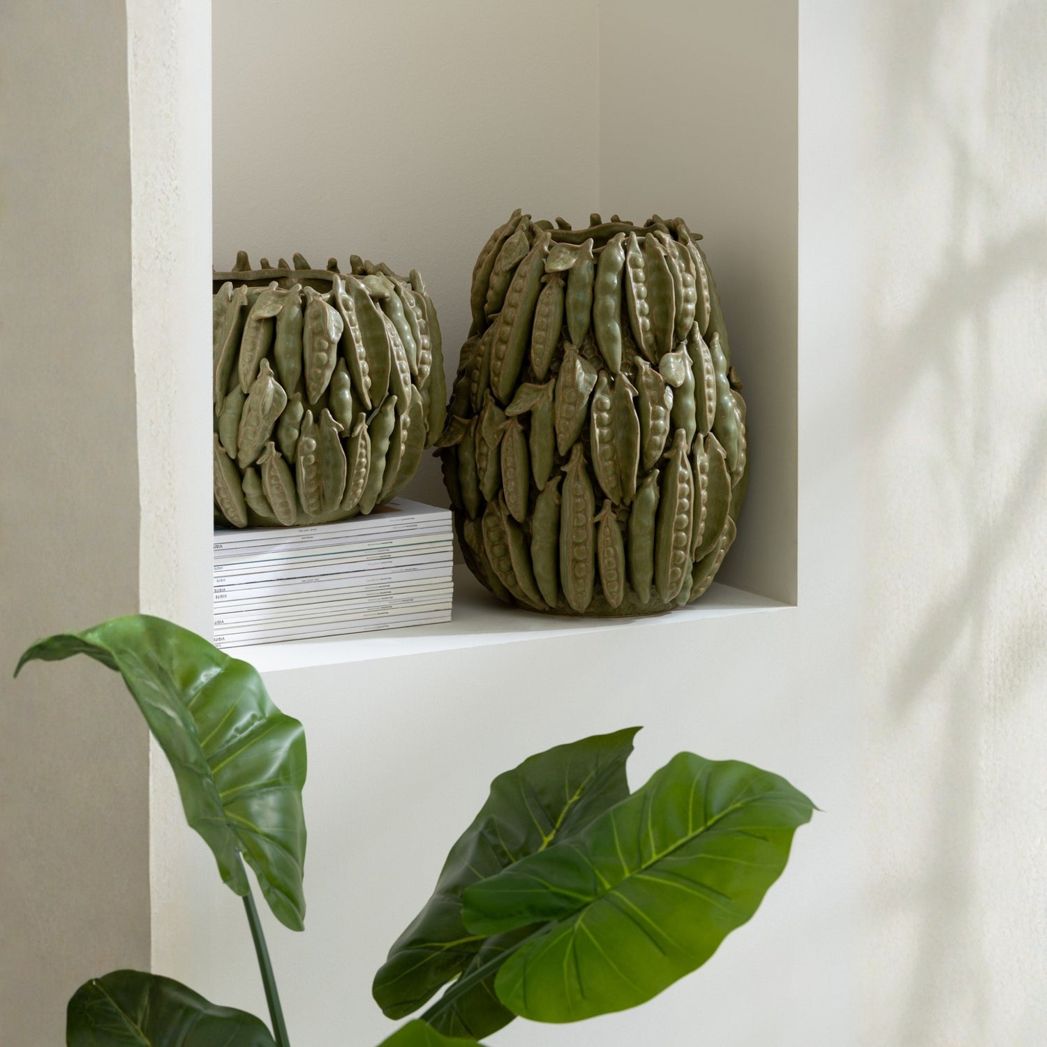 Vaas Botanica Bonen Breed Keramiek Groen