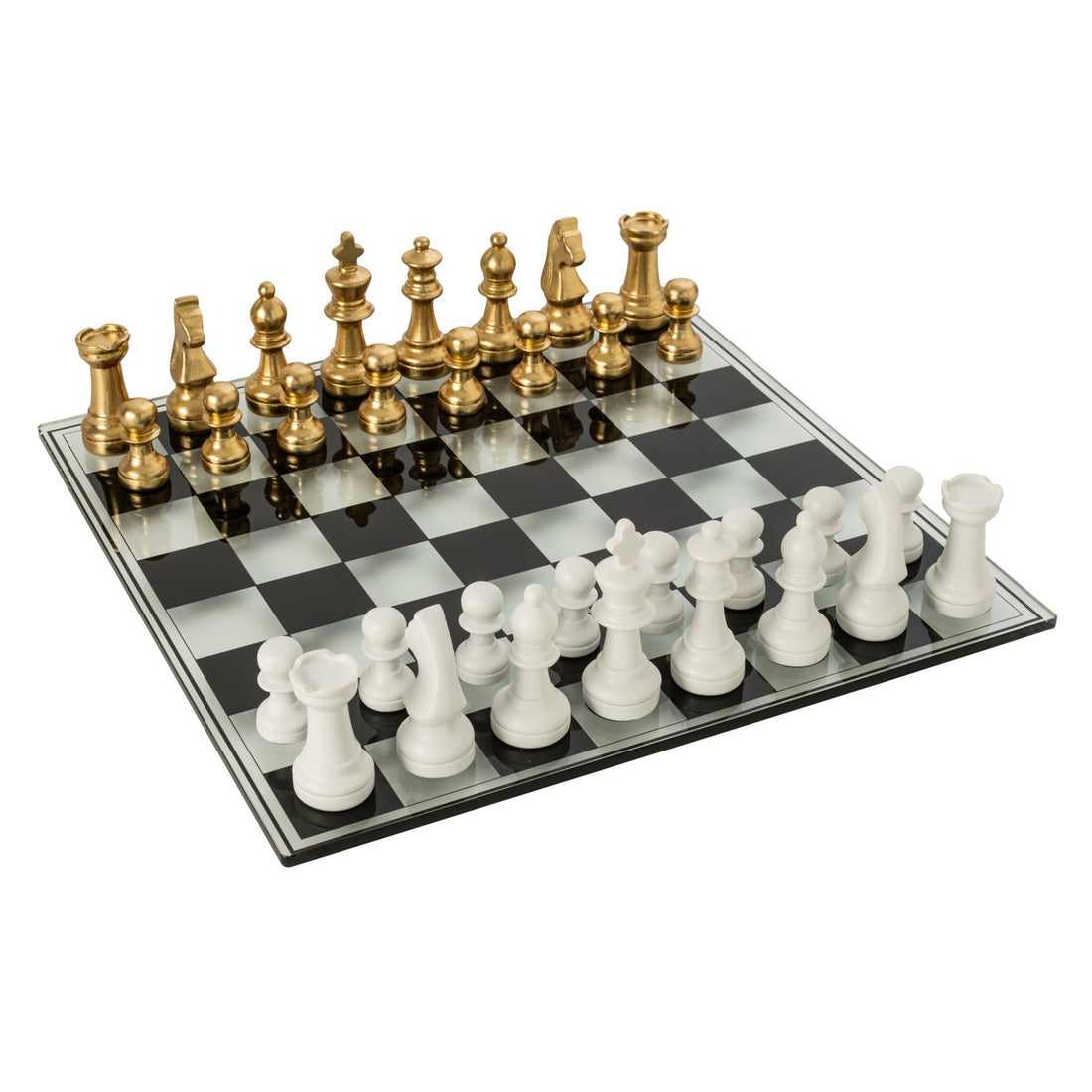 Schaakspel Plateay Polyresin Wit/Goud J-Line