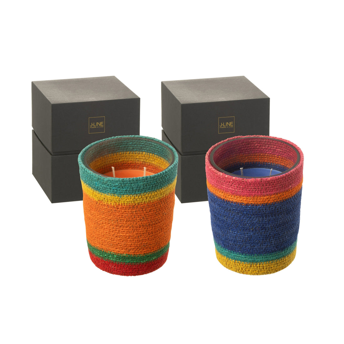 Geurkaars Mand Blauw Was Medium-55 Uren Set van 2