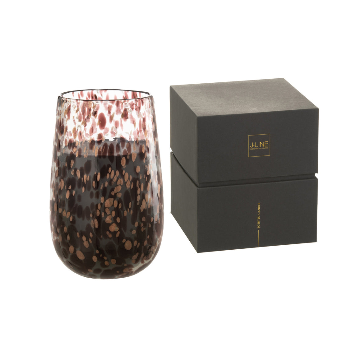 Geurkaars Mia Zwart/Mix Glas Large 230uur J-Line