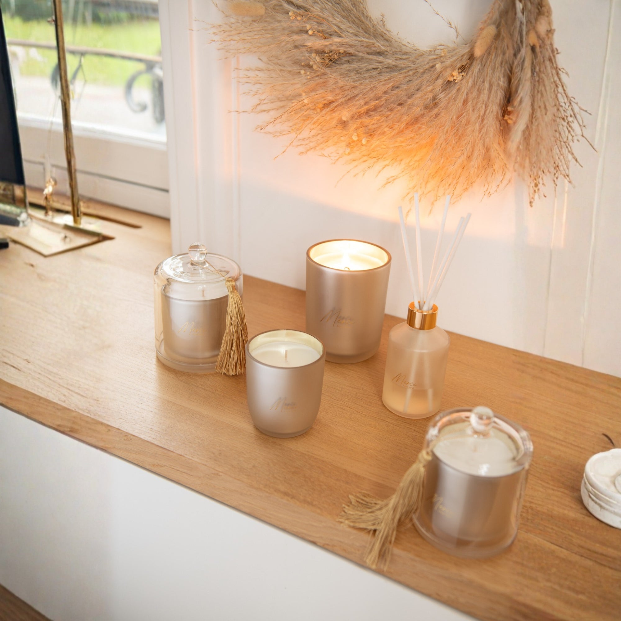 Geurkaars Merci Beige Small 35uur