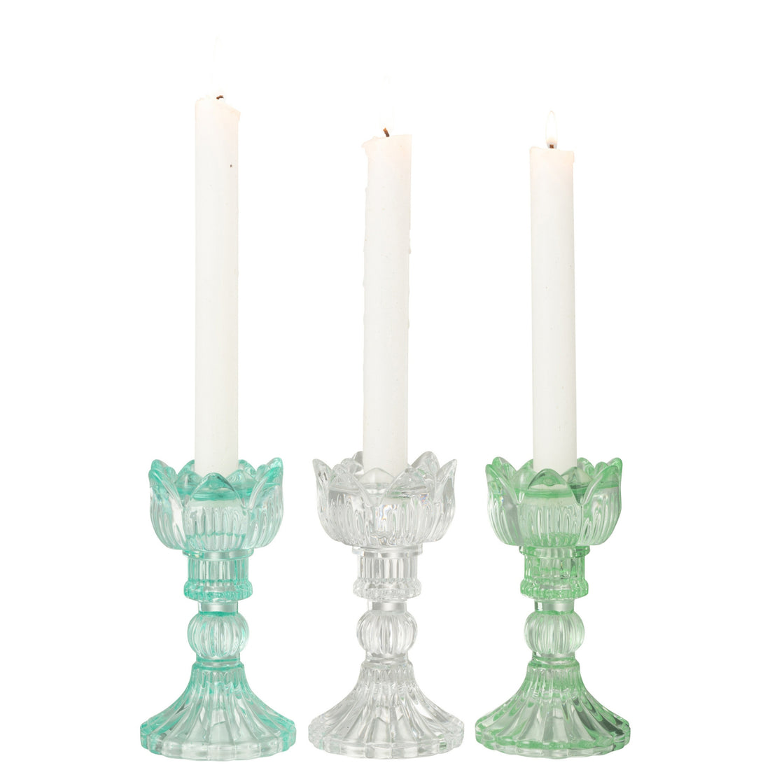 Kandelaar Roos Koud Glas Mix Set van 3 J-Line