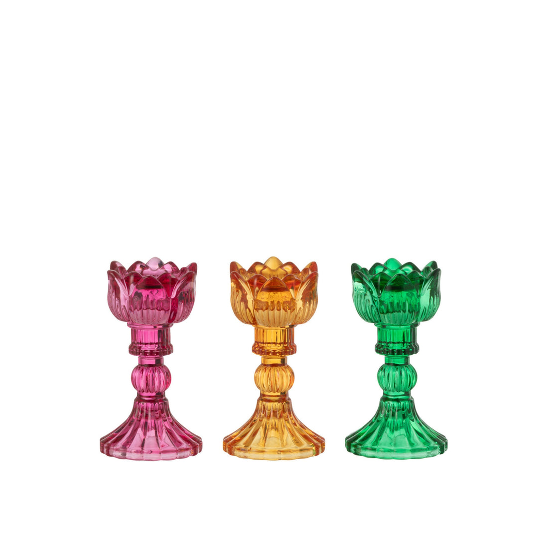 Kandelaar Roos Glas Mix Set van 3 J-Line