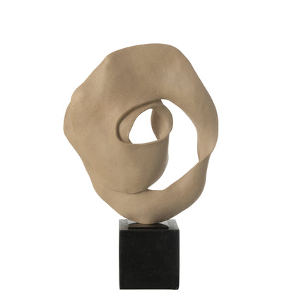 Deco Abstract Op Sokkel Resin Beige/Zwart J-Line