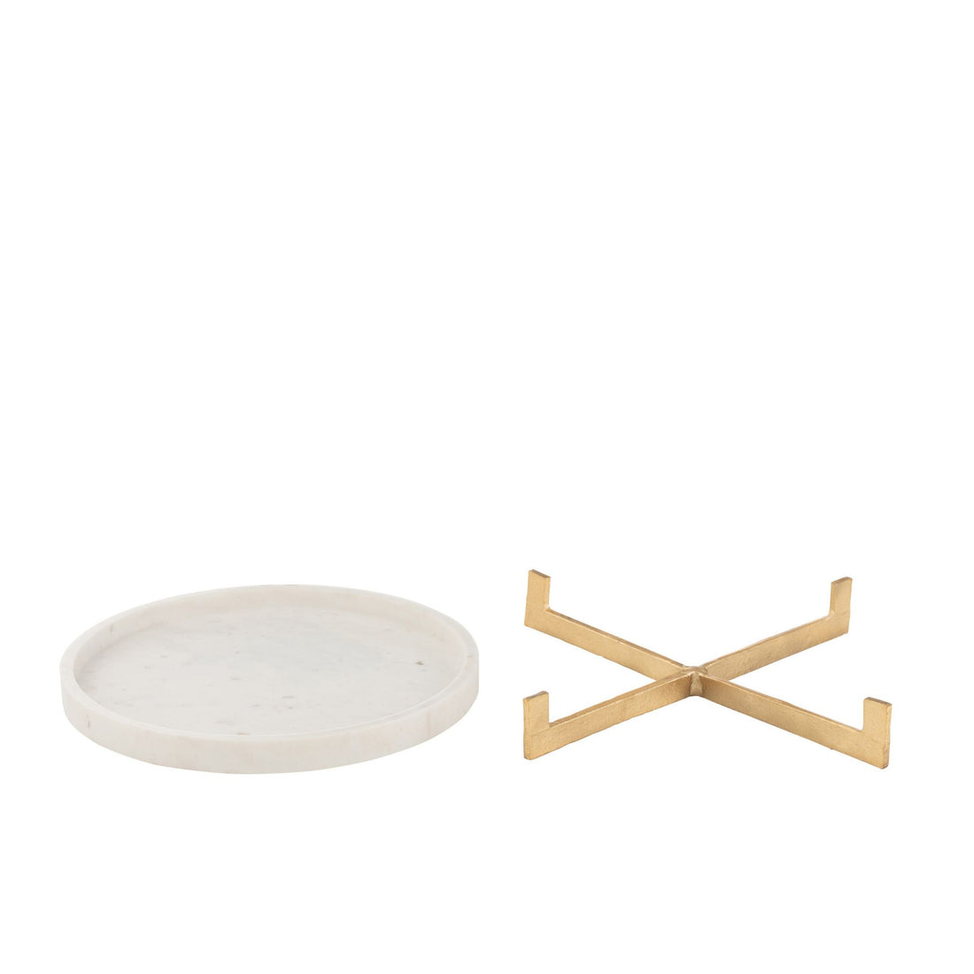 Plateau Marmer Voet Metaal Grijs/Champagne J-Line