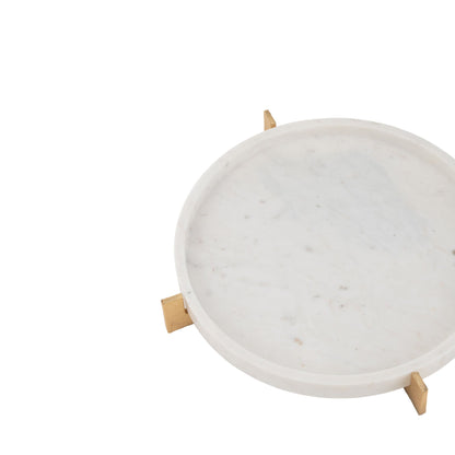 Plateau Marmer Voet Metaal Grijs/Champagne J-Line