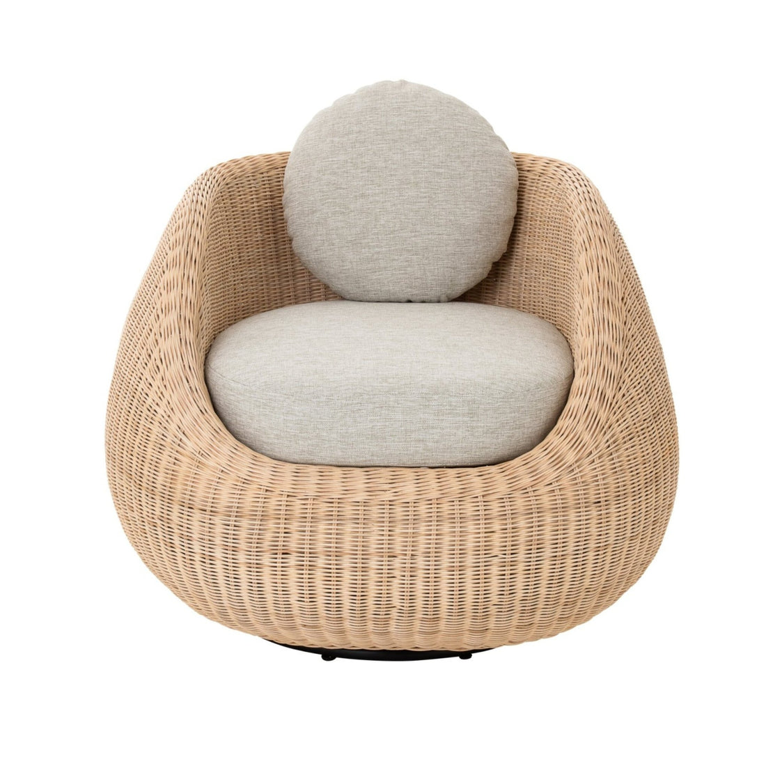 Loungestoel Draaibaar Rond Rotan Naturel/Ecru J-Line