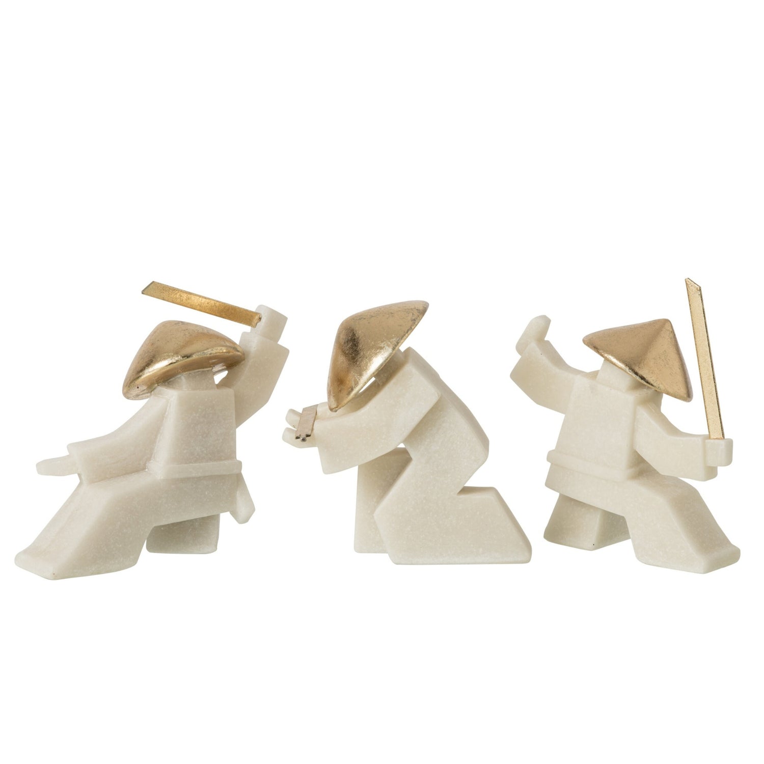 Beeldje Vechtsport Hars Wit/Goud Assortiment Van 3 J-Line