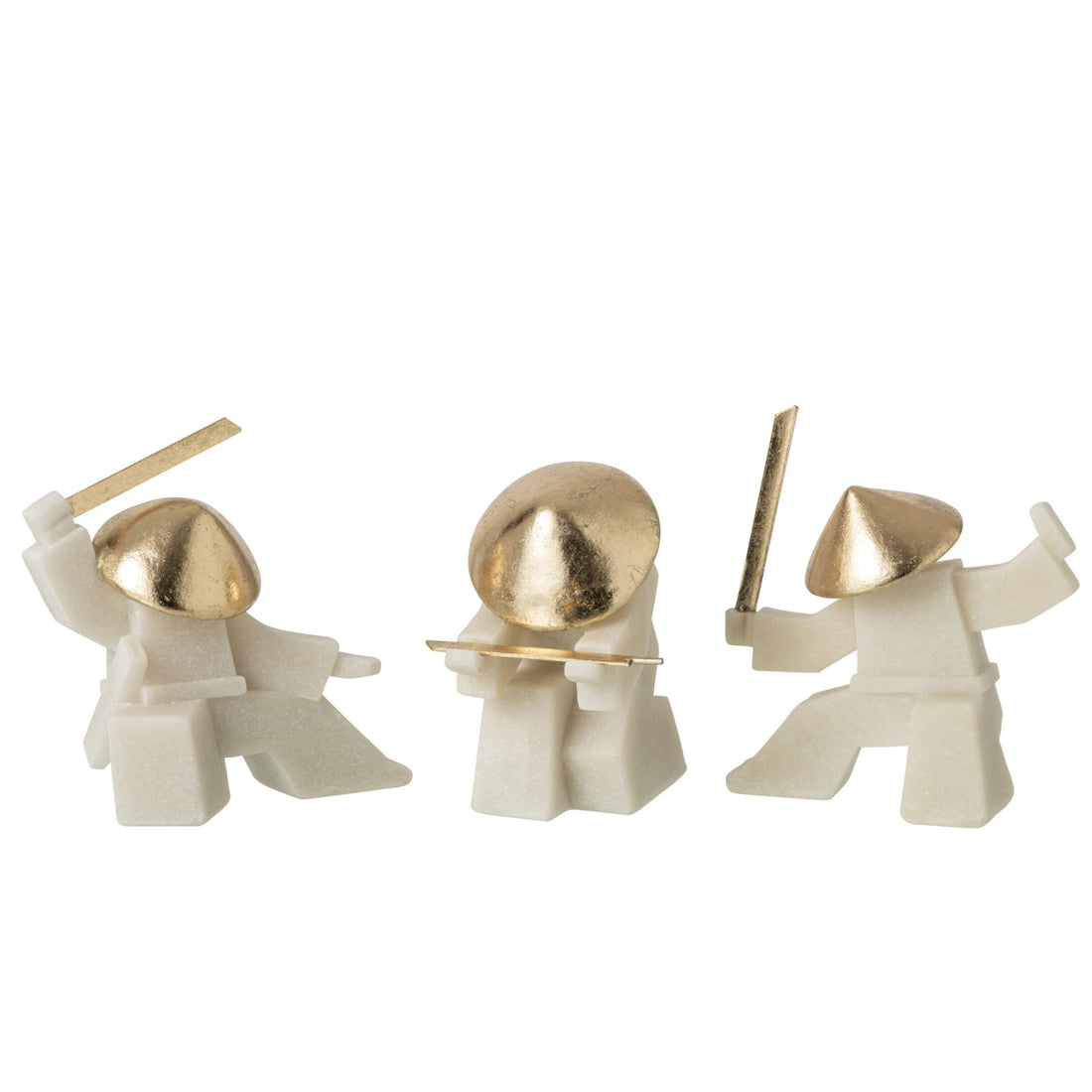 Beeldje Vechtsport Hars Wit/Goud Assortiment Van 3 J-Line